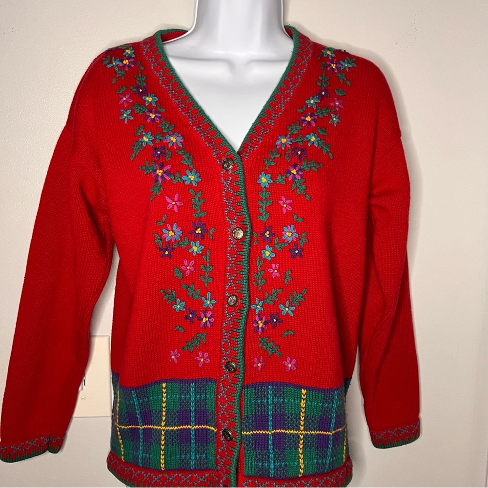 GAP VTG Cardigan Sweater Embroidered Size XL (Shrunk, Fits Like Small) Cotton